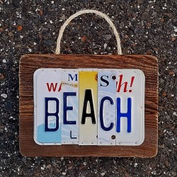 Beach license plate art