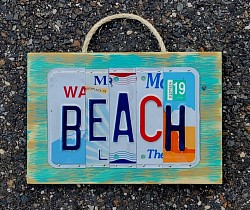 Beach license plate art